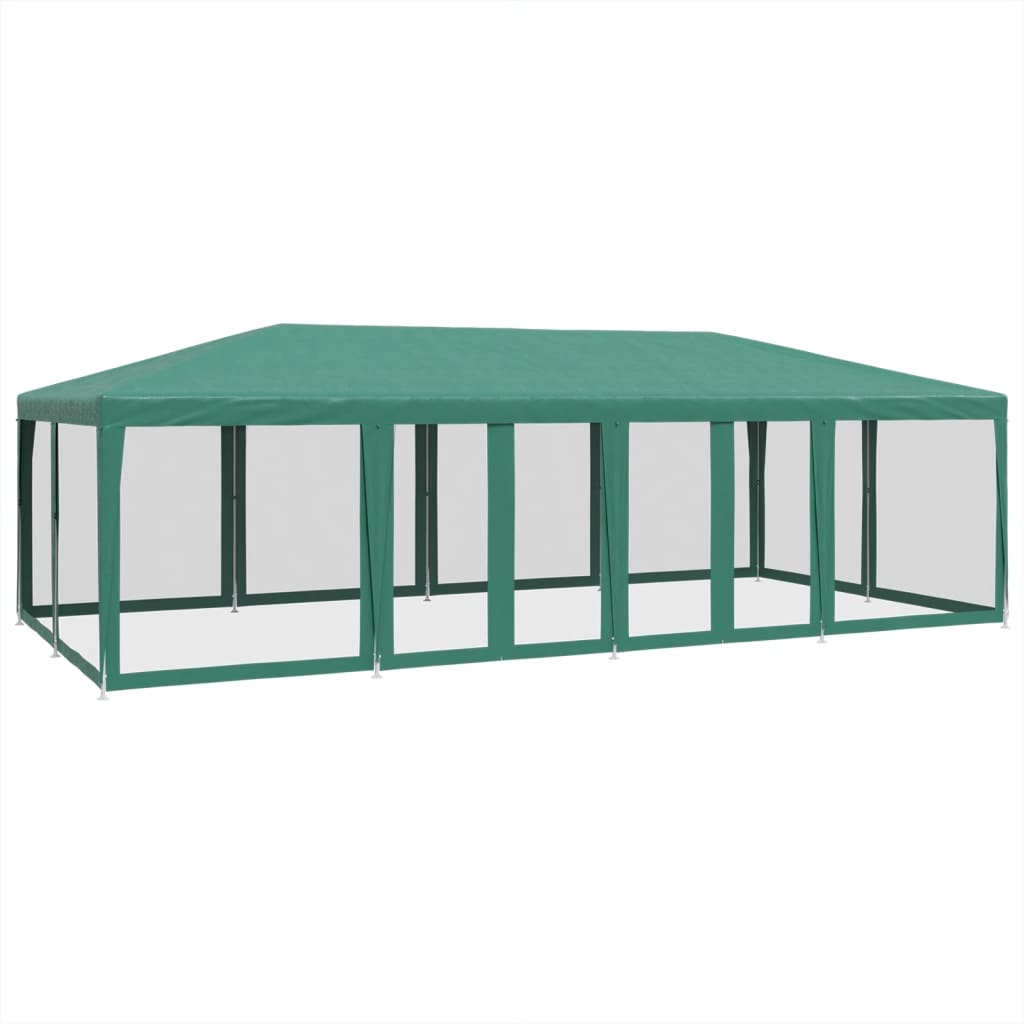Šator za zabave s 12 mrežasta bočna zida zeleni 8x4 m HDPE