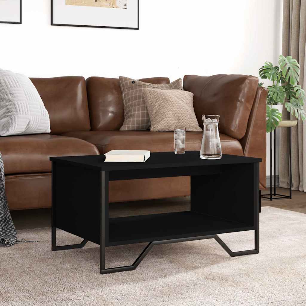 Stolić za kavu crni 75x51x40 cm od konstruiranog drva