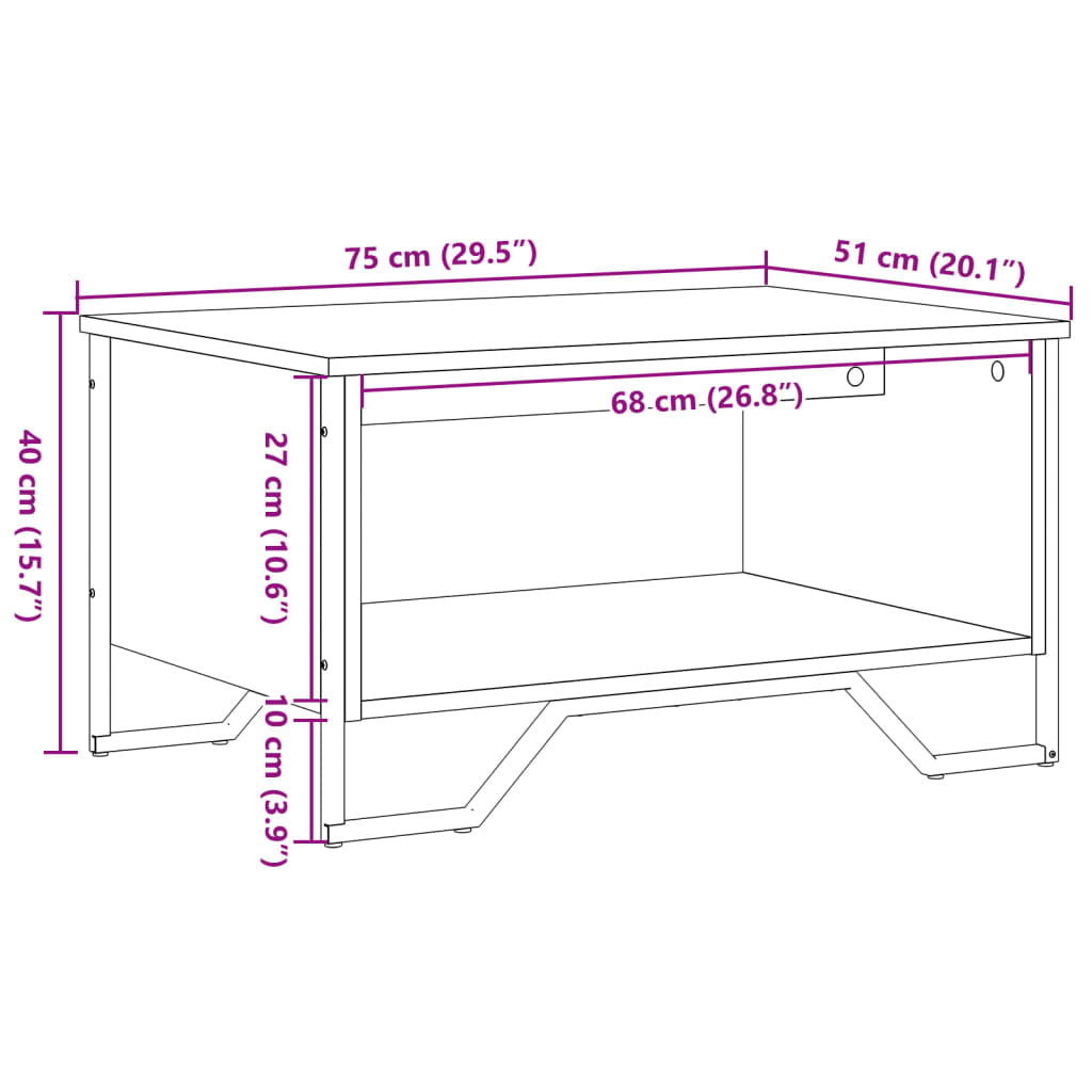Stolić za kavu Smeđa hrasta 75x51x40 cm konstruirano drvo