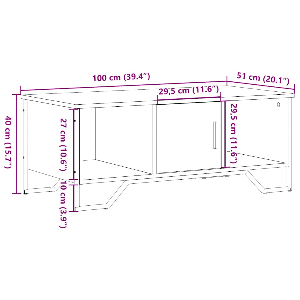 Stolić za kavu crni 100 x 51 x 40 cm od konstruiranog drva