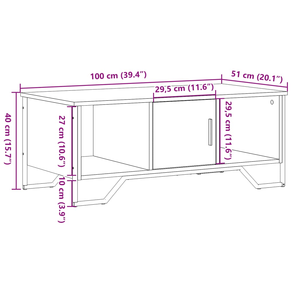 Stolić za kavu boja hrasta 100 x 51 x 40 cm konstruirano drvo