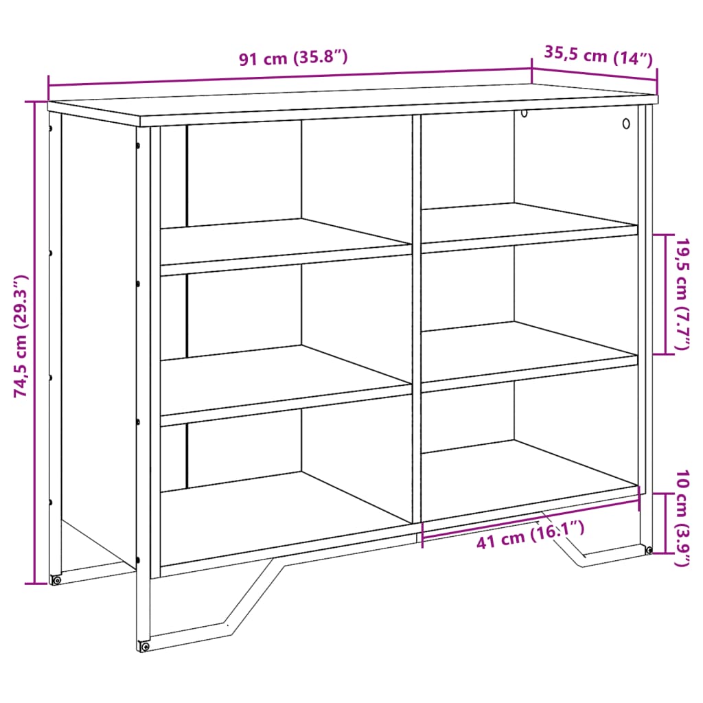Komoda boja dimljenog hrasta 91x35,5x74,5 cm konstruirano drvo
