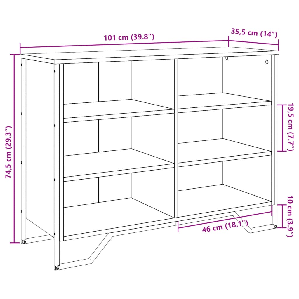 Komoda sivog hrasta sonome 101x35,5x74,5 cm konstruirano drvo