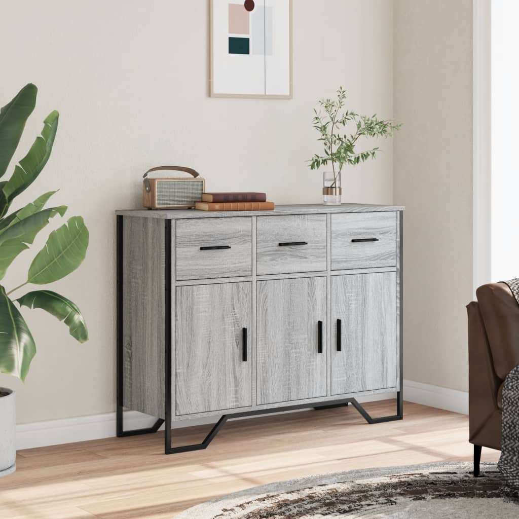 Komoda siva boja hrasta 97x32,5x74,5 cm od konstruiranog drva