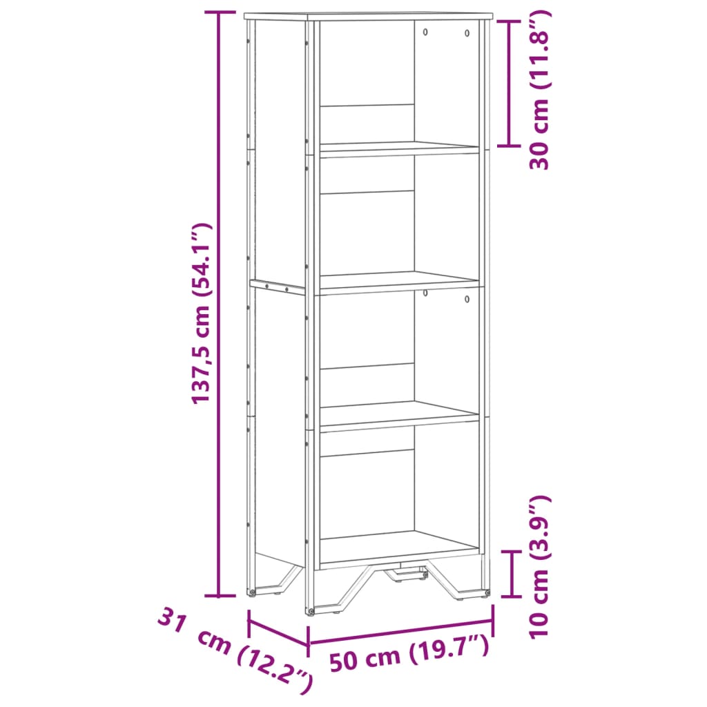 Regal za knjige boja hrasta 50x31x137,5 cm konstruirano drvo