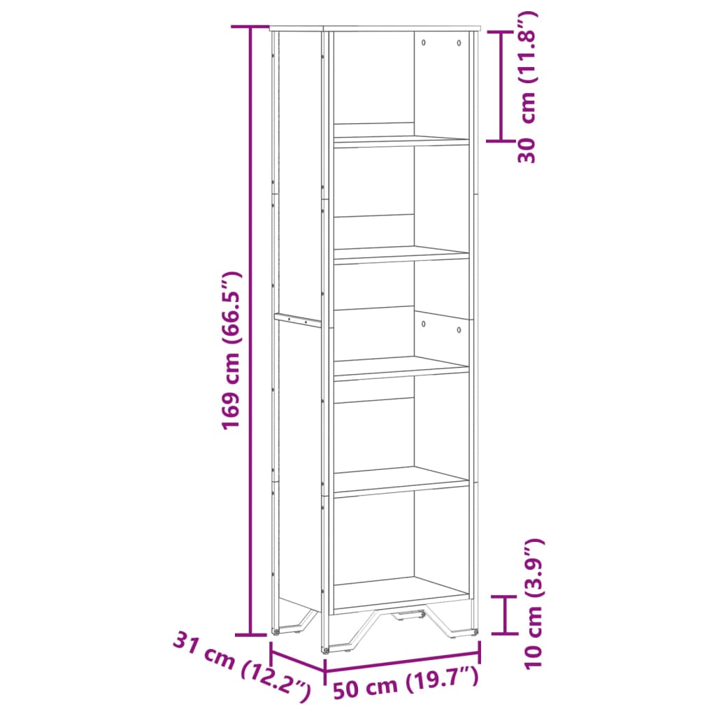 Regal za knjige boja hrasta 50x31x169 cm od konstruiranog drva