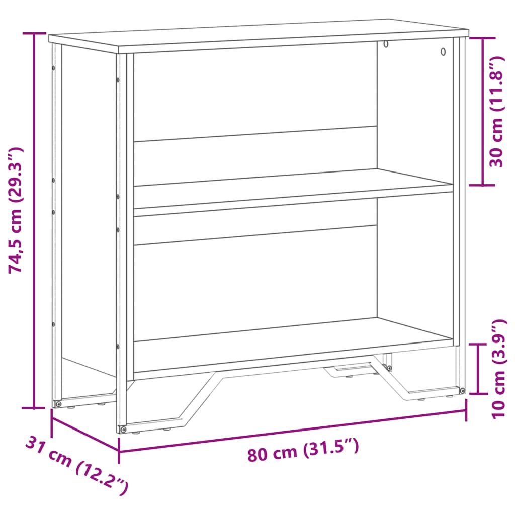 Regal za knjige boja hrasta 80x31x74,5 cm od konstruiranog drva