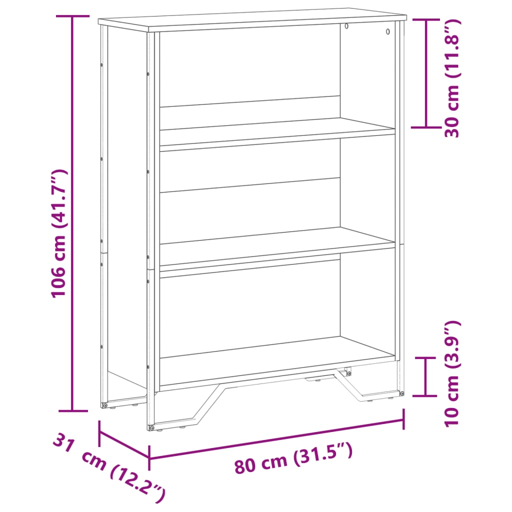 Regal za knjige boja hrasta 80x31x106 cm od konstruiranog drva