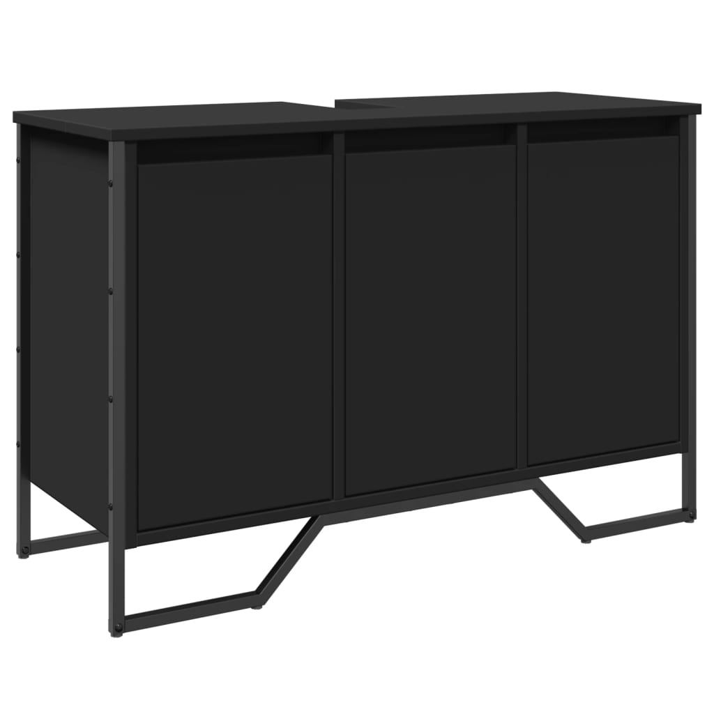 Ormarić za umivaonik crni 91 x 35 x 60 cm konstruirano drvo