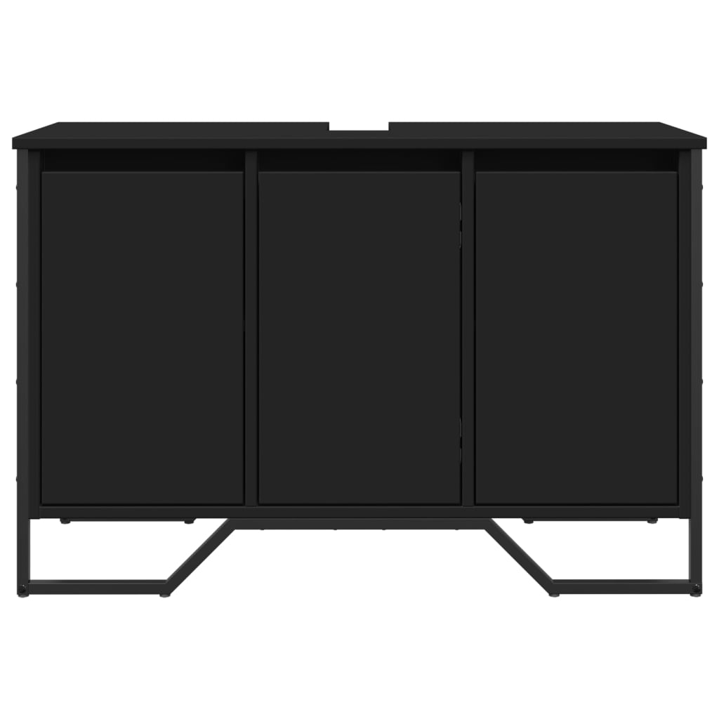 Ormarić za umivaonik crni 91 x 35 x 60 cm konstruirano drvo