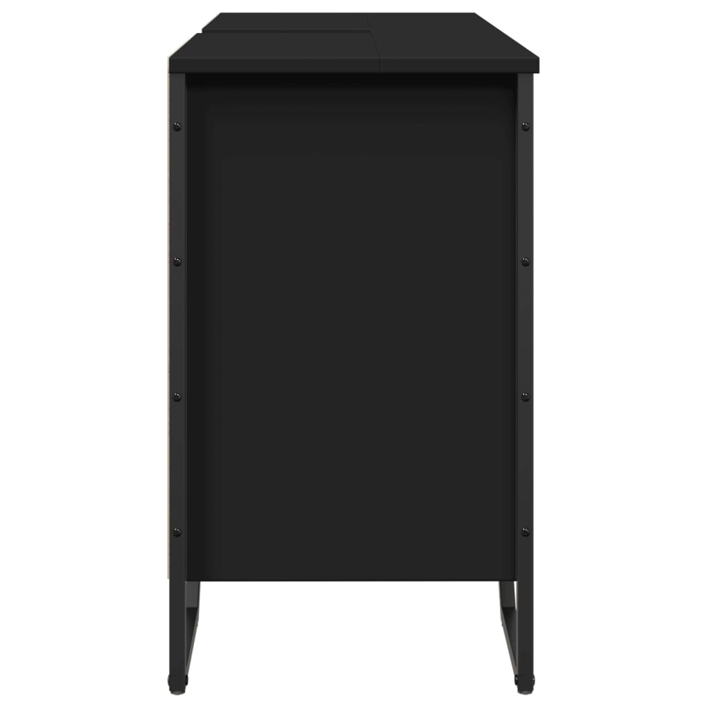 Ormarić za umivaonik crni 91 x 35 x 60 cm konstruirano drvo