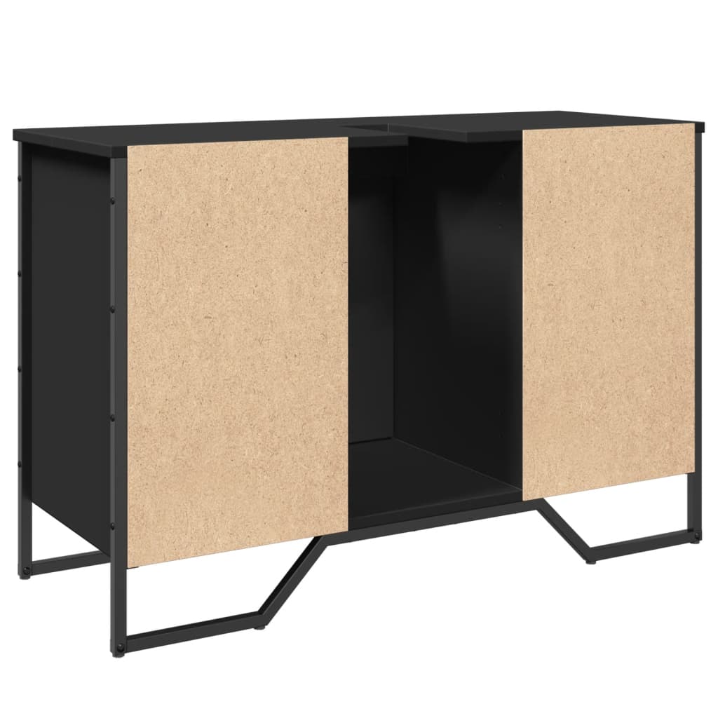 Ormarić za umivaonik crni 91 x 35 x 60 cm konstruirano drvo