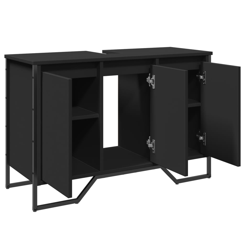 Ormarić za umivaonik crni 91 x 35 x 60 cm konstruirano drvo