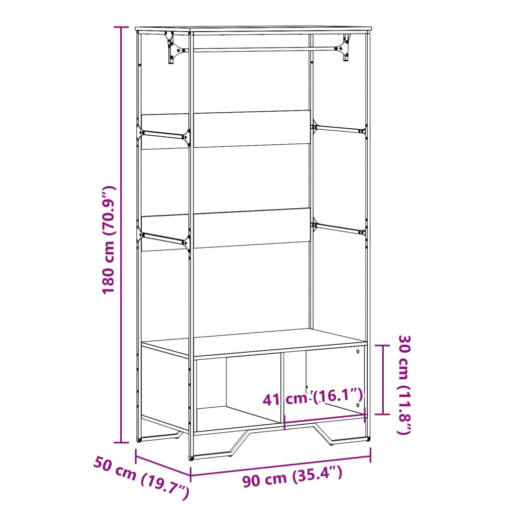 Ormar boja dimljenog hrasta 90x50x180 cm od konstruiranog drva