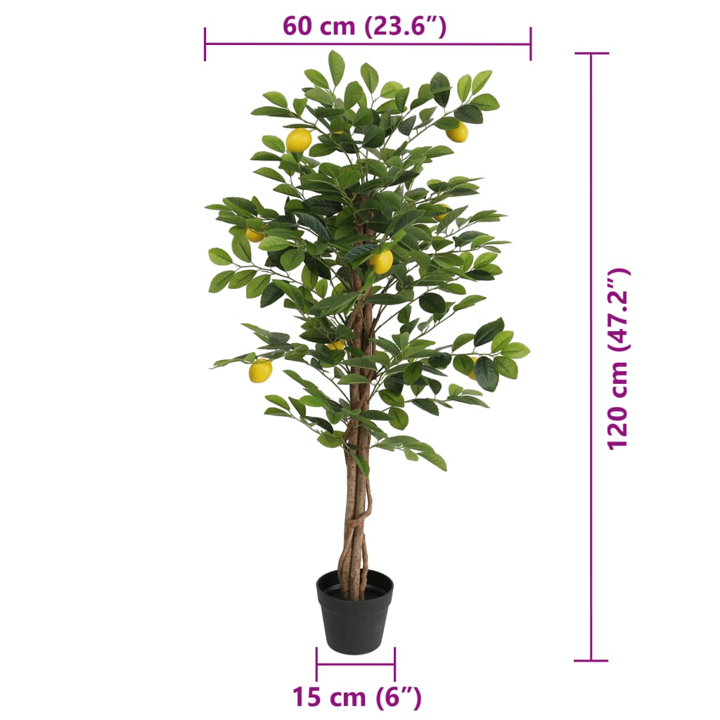 Umjetno stablo limuna s 3 debla zeleno 120 cm PP