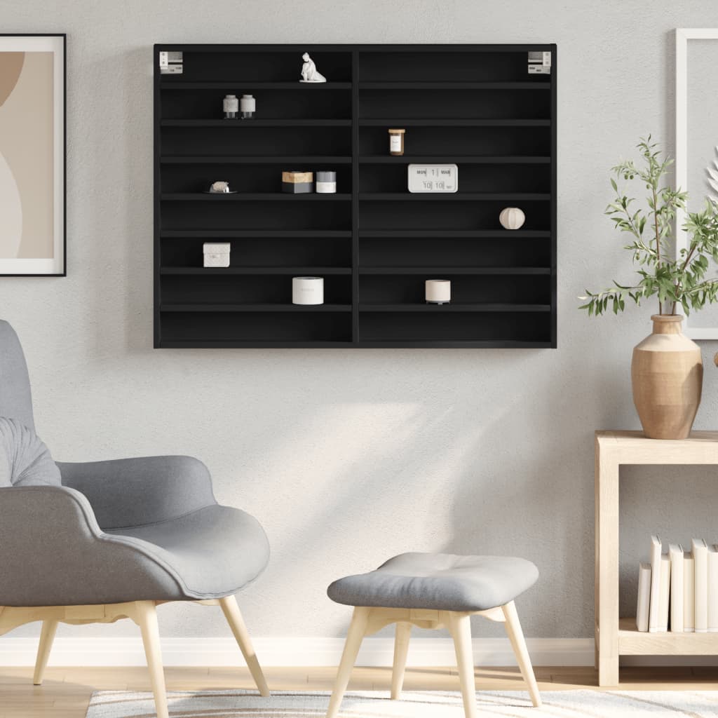 Vitrina crna 100x8,5x75 cm konstruirano drvo