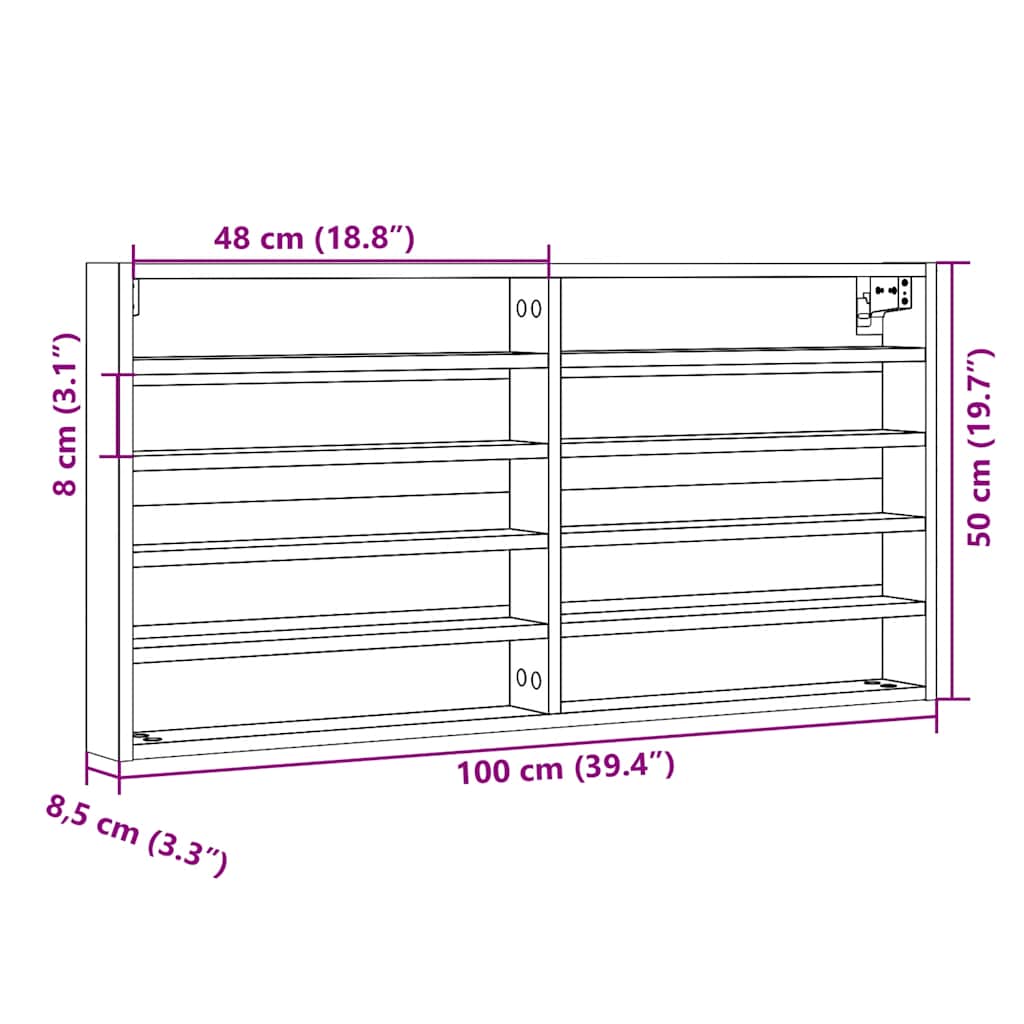 Vitrina crna 100x8,5x50 cm konstruirano drvo