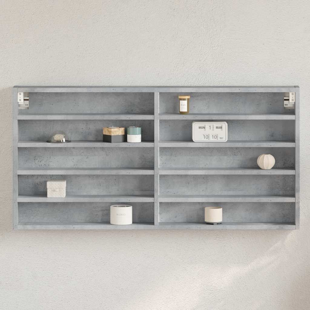 Vitrina siva boja betona 100x8,5x50 cm konstruirano drvo