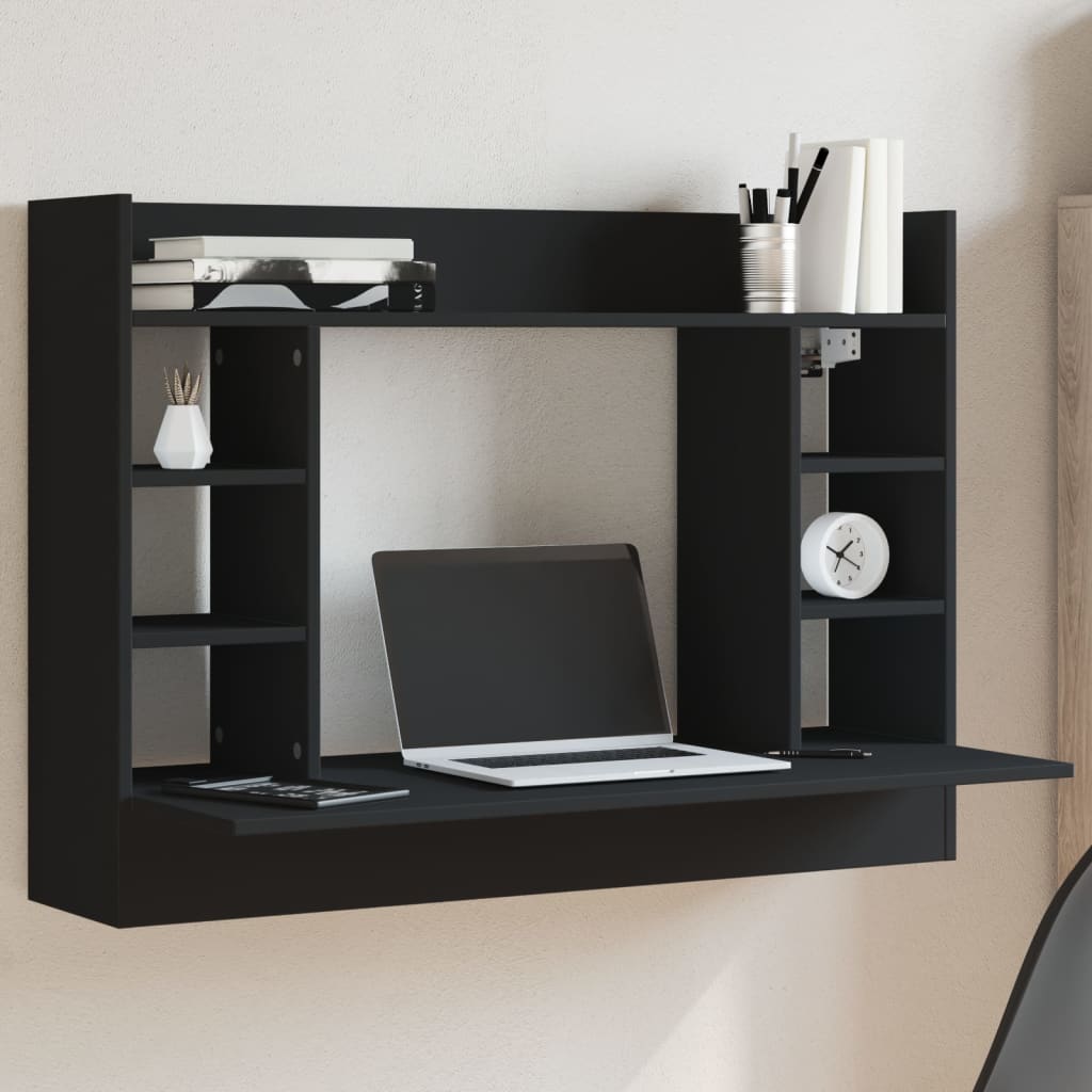 Zidni radni stol crni 105 x 48 x 75 cm od konstruiranog drva