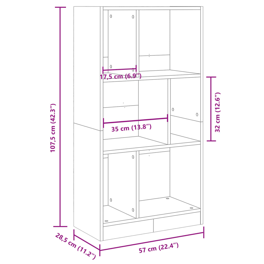 Regal za knjige boja hrasta 57x28,5x107,5 cm konstruirano drvo
