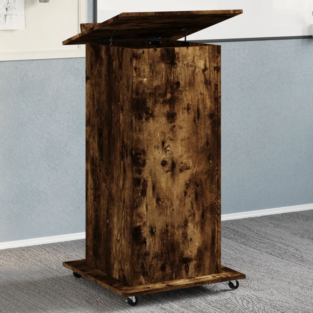 Govornica s kotačima i ladicom boja hrasta 55x55x107 cm drvena