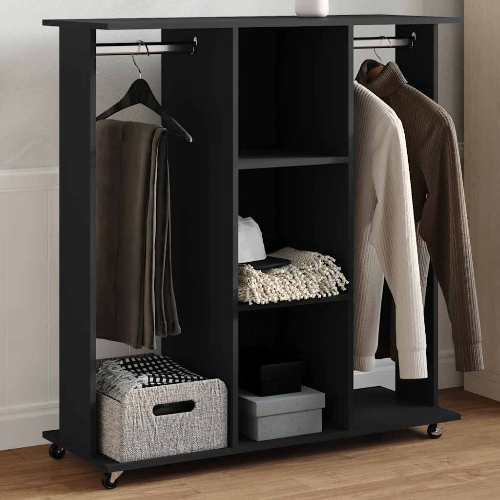 Ormar s kotačima crni 102 x 38 x 110 cm od konstruiranog drva