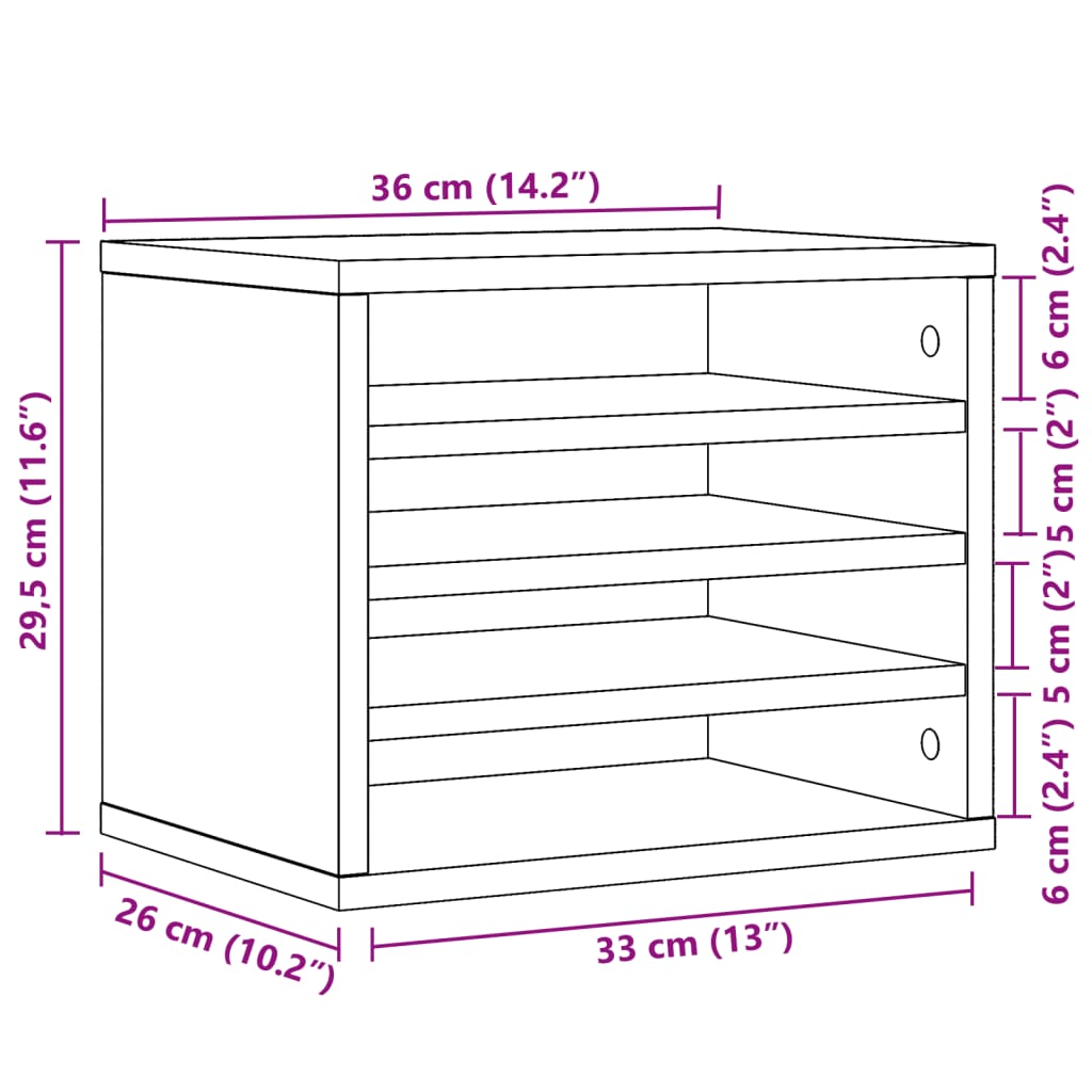 Organizator za stol boja hrasta 36x26x29,5 cm konstruirano drvo