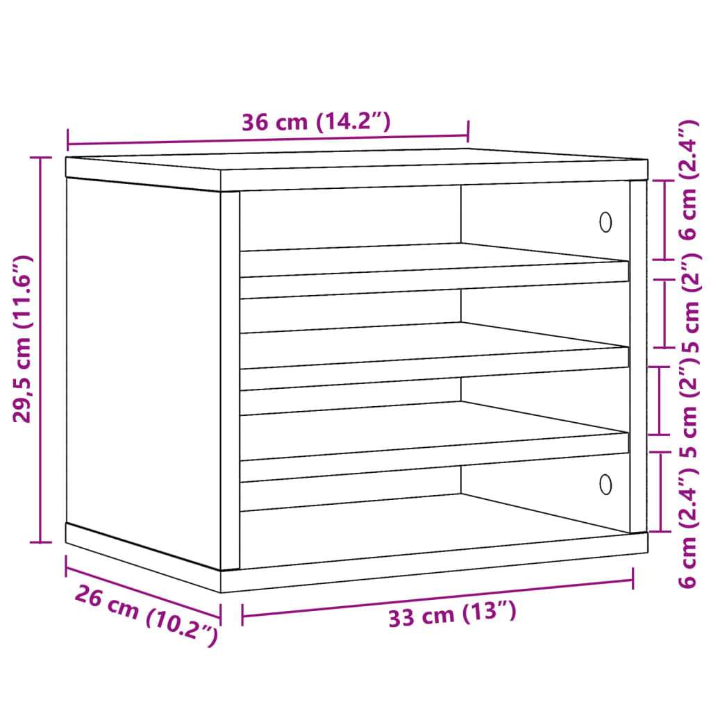 Organizator za stol boja hrasta 36x26x29,5 cm konstruirano drvo