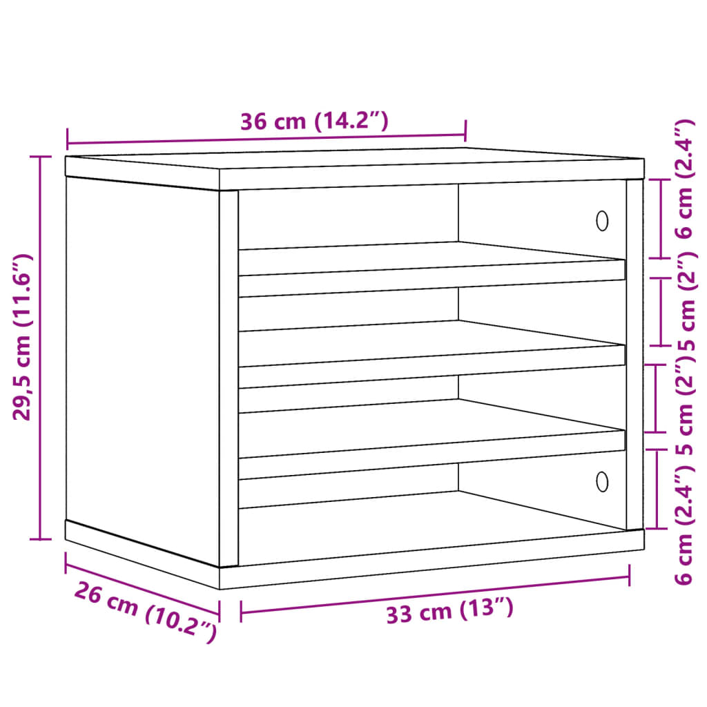 Organizator za stol boja hrasta 36x26x29,5 cm konstruirano drvo