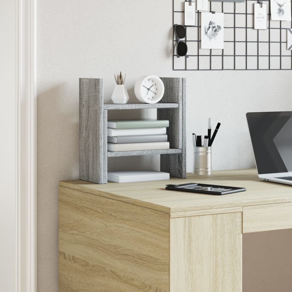 Organizator za stol siva boja hrasta 34,5x15,5x35,5 cm drveni