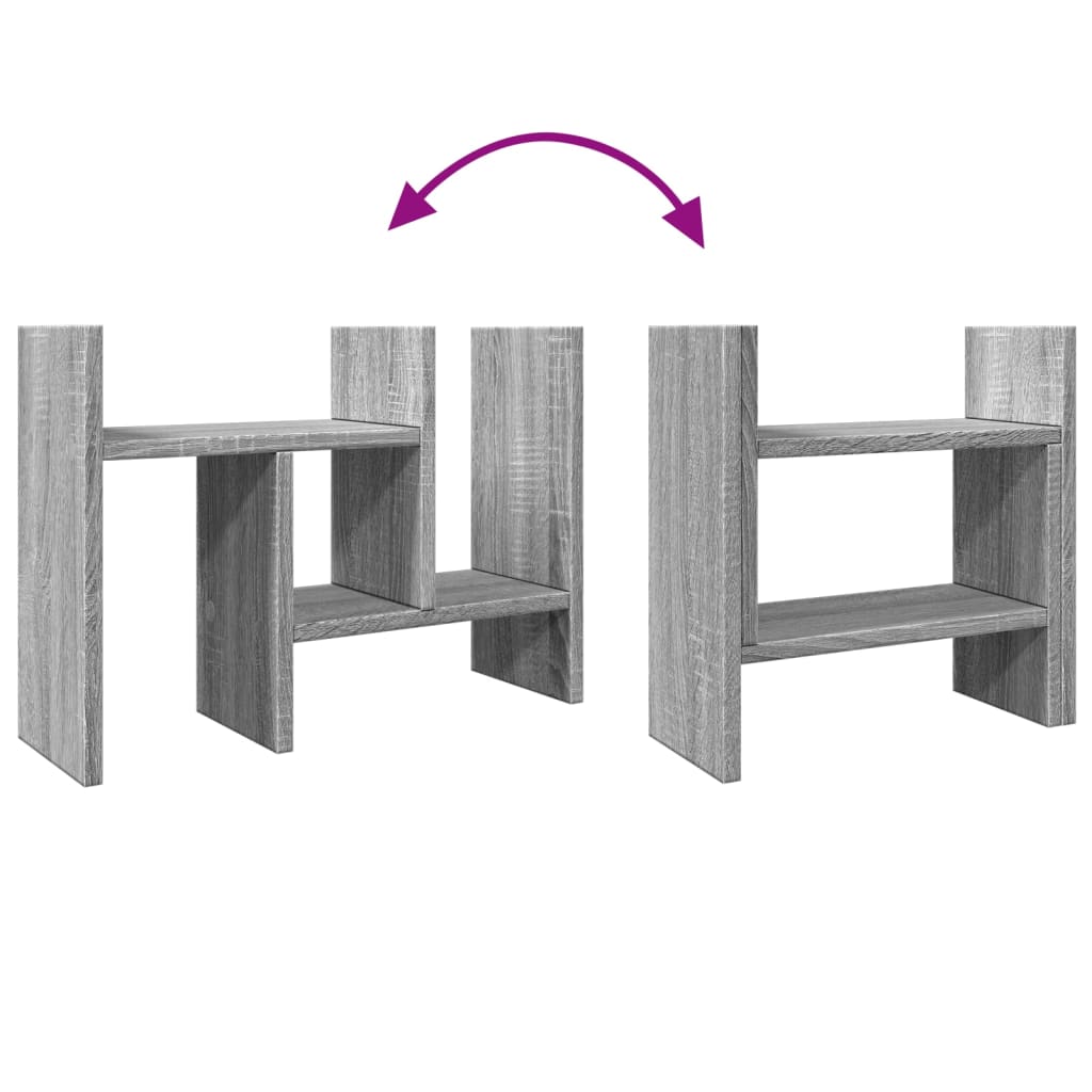 Organizator za stol siva boja hrasta 34,5x15,5x35,5 cm drveni