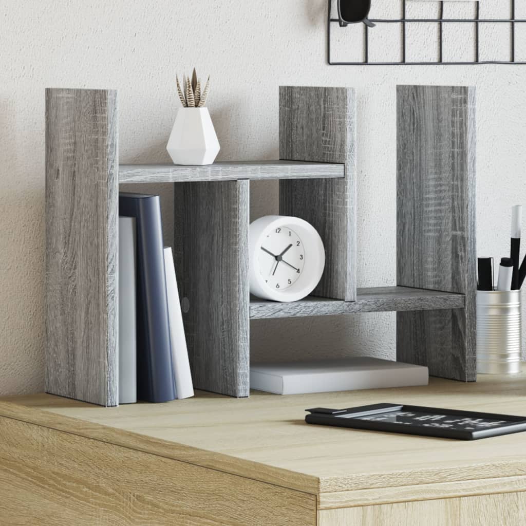 Organizator za stol siva boja hrasta 34,5x15,5x35,5 cm drveni