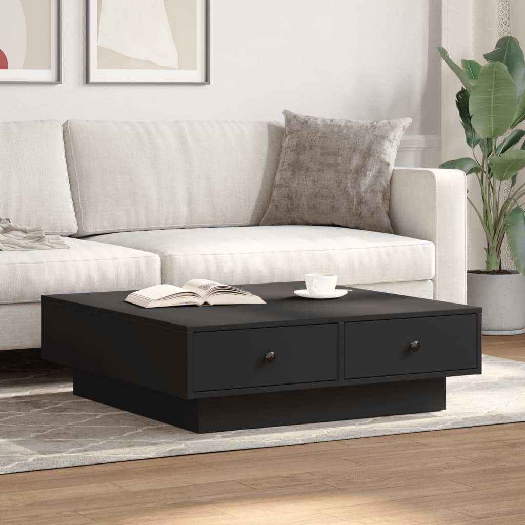 Stolić za kavu crni 90 x 90 x 28 cm od konstruiranog drva