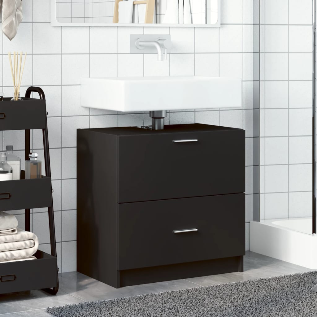 Ormarić za umivaonik crni 59 x 37 x 59 cm od konstruiranog drva