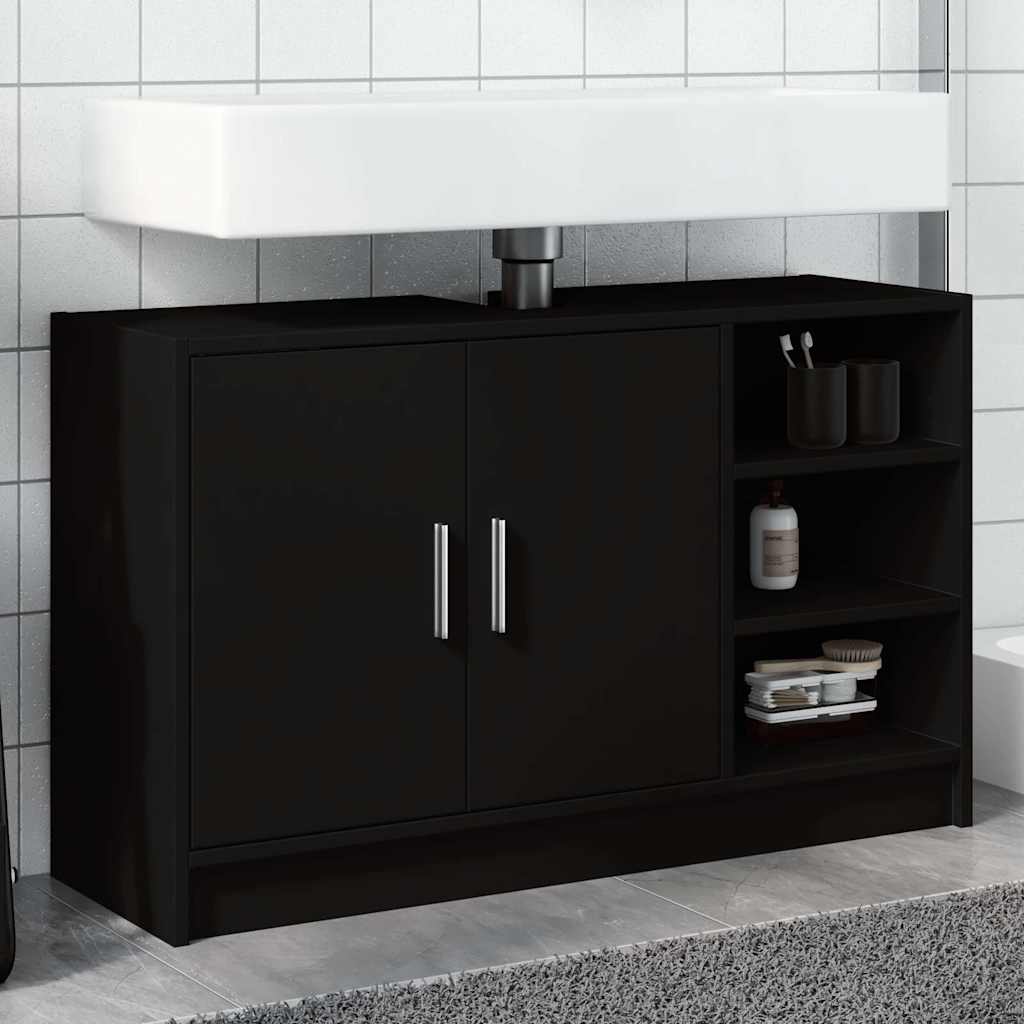 Ormarić za umivaonik crni 90 x 29 x 55 cm konstruirano drvo