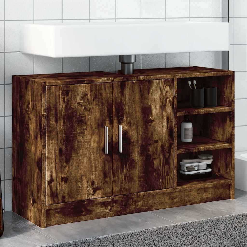 Ormarić za umivaonik boja dimljenog hrasta 90x29x55 cm drveni