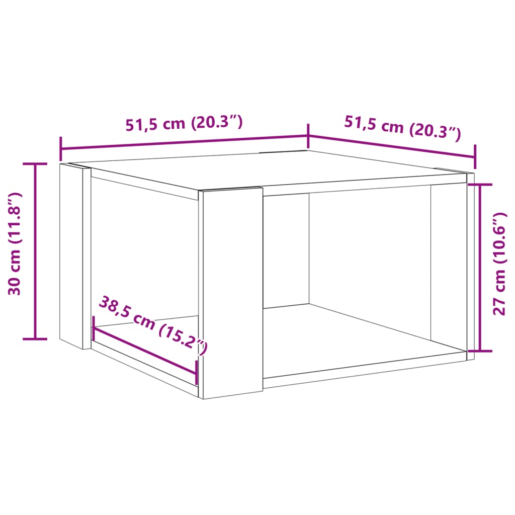 Stolić za kavu boja hrasta 51,5x51,5x30 cm od konstruirano drva