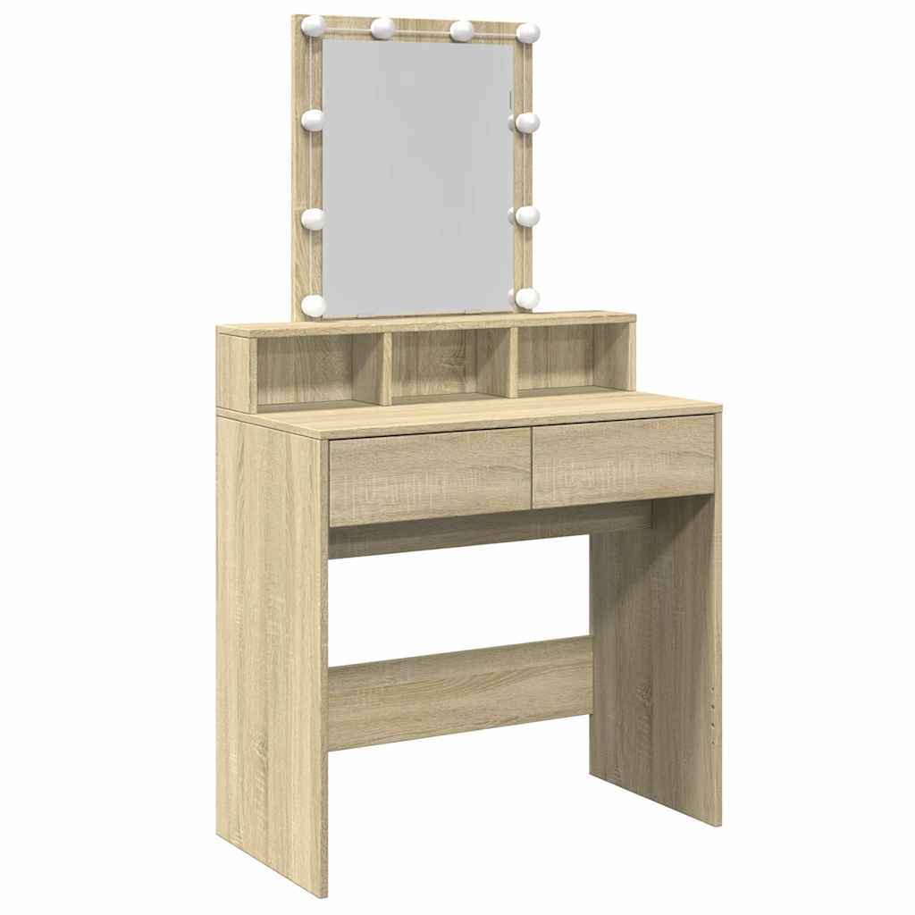 Toaletni stolić s LED svjetlima boja hrasta 80 x 41 x 144,5 cm