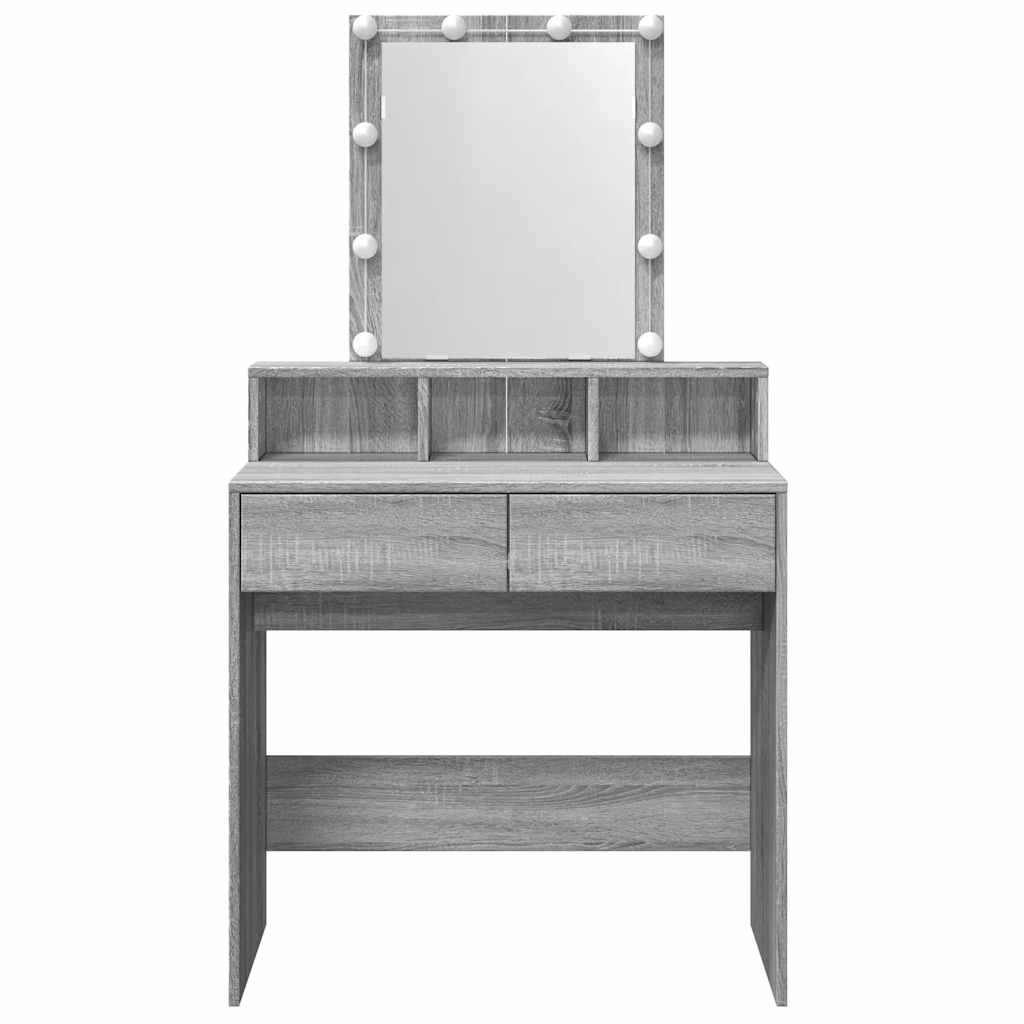 Toaletni stolić s LED svjetlima boja hrasta 80 x 41 x 144,5 cm