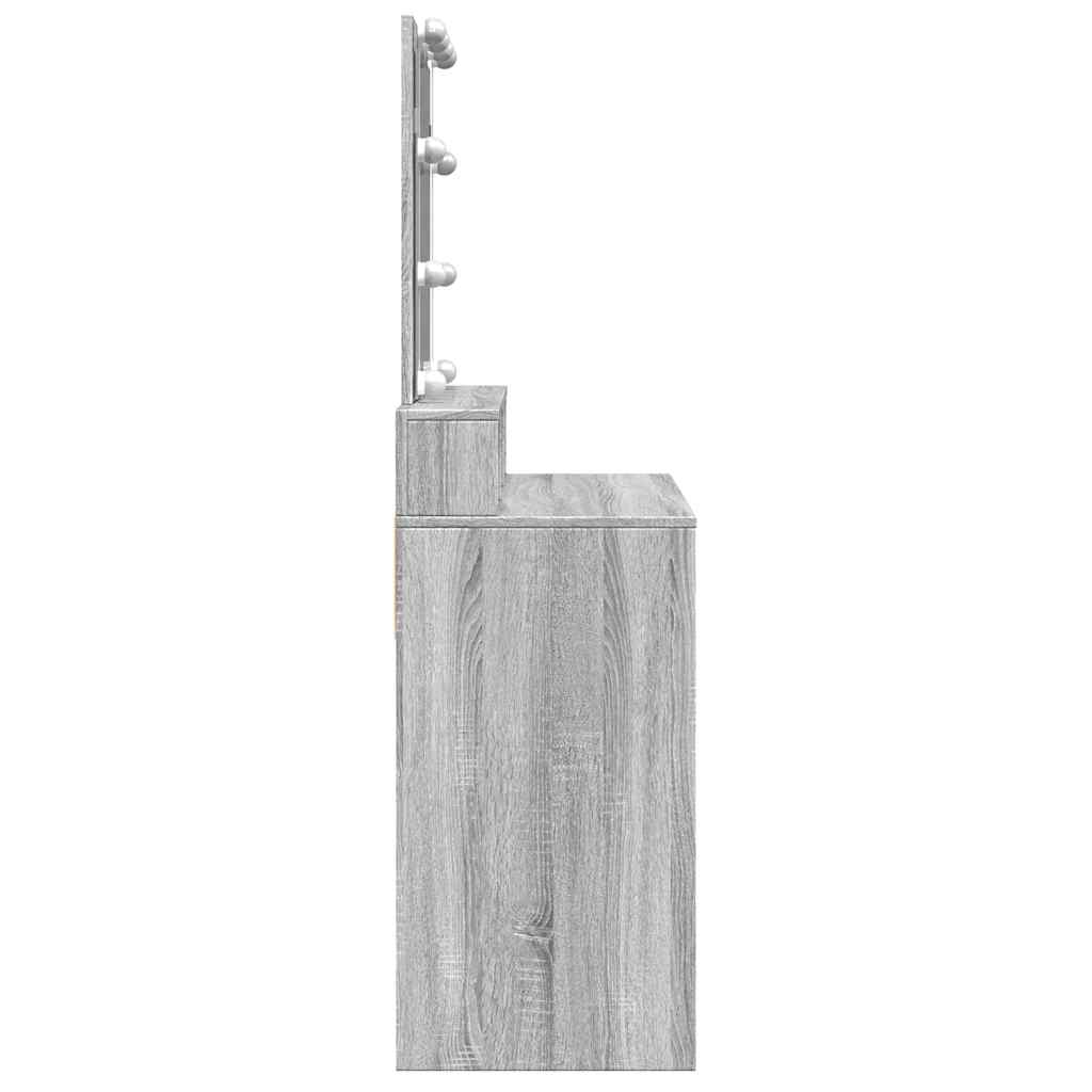 Toaletni stolić s LED svjetlima boja hrasta 80 x 41 x 144,5 cm