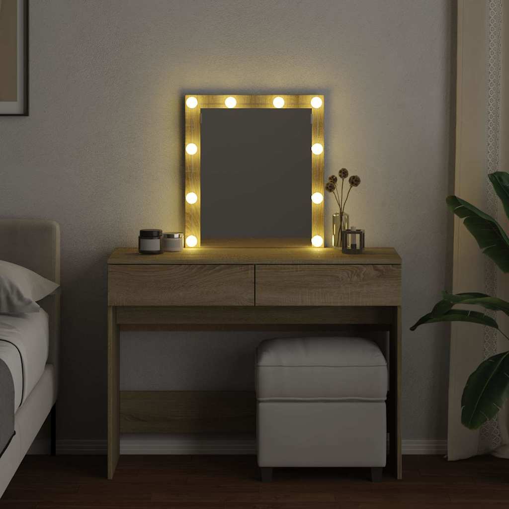 Toaletni stolić s LED svjetlima boja hrasta 100 x 40 x 130 cm