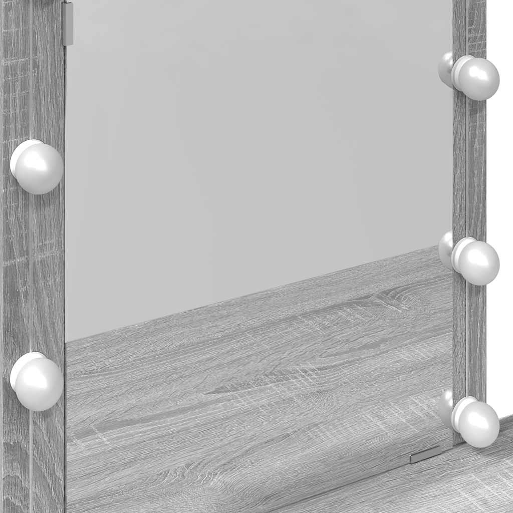 Toaletni stolić s LED svjetlima siva boja hrasta 100x40x130 cm