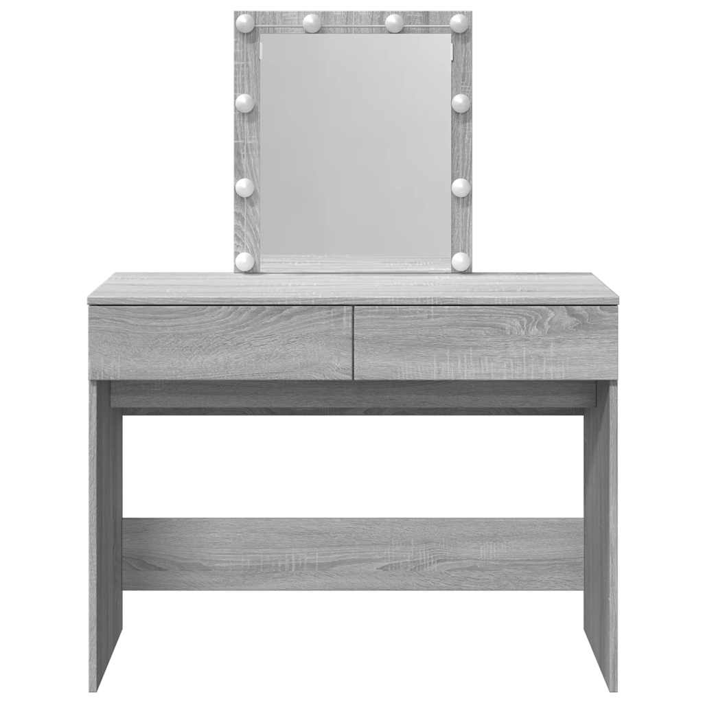 Toaletni stolić s LED svjetlima siva boja hrasta 100x40x130 cm