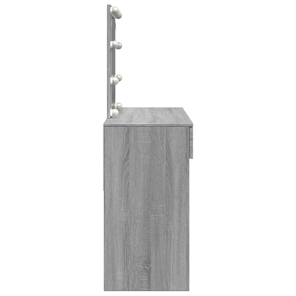 Toaletni stolić s LED svjetlima siva boja hrasta 100x40x130 cm