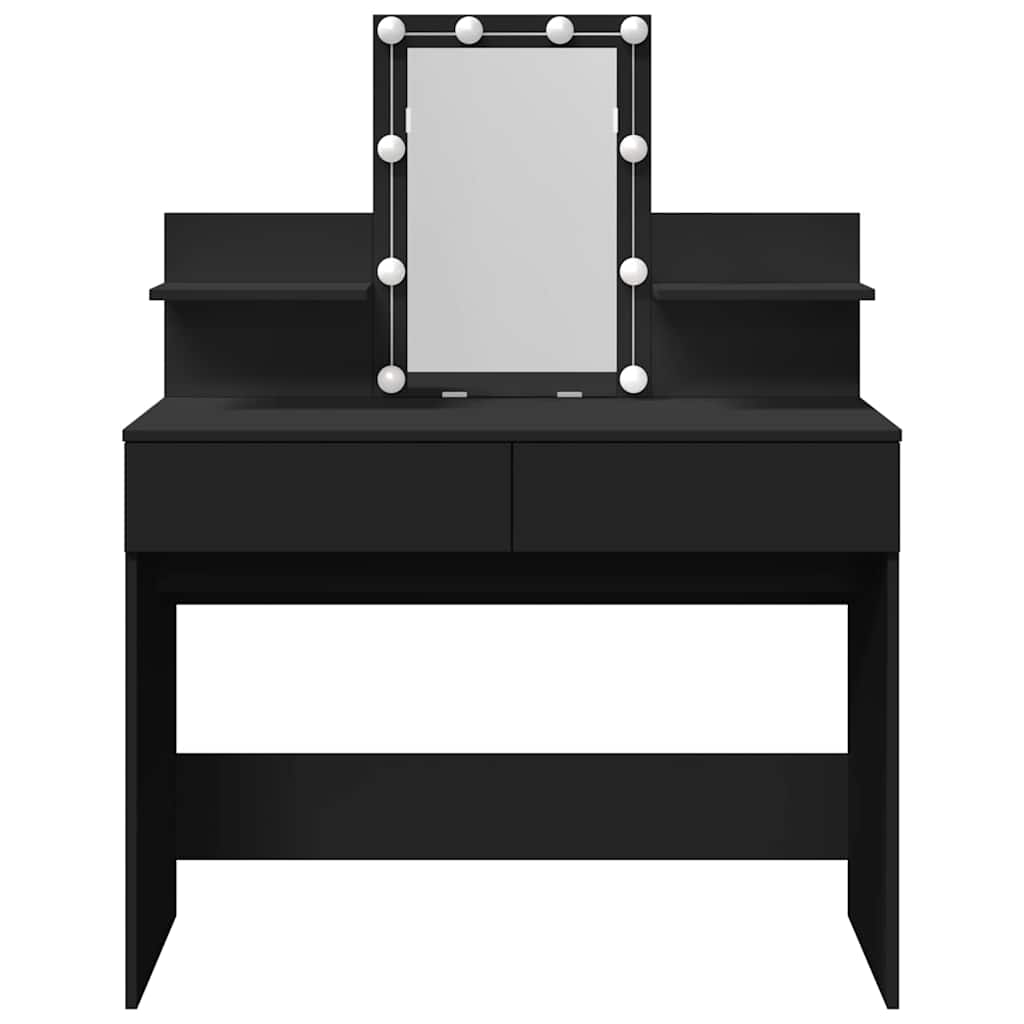 Toaletni stolić s LED svjetlima crni 100 x 40 x 130 cm