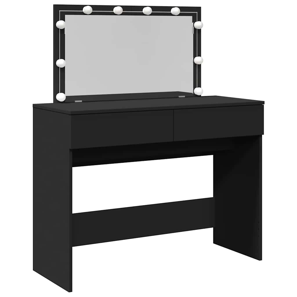 Toaletni stolić s LED svjetlima crni 100x40x120 cm