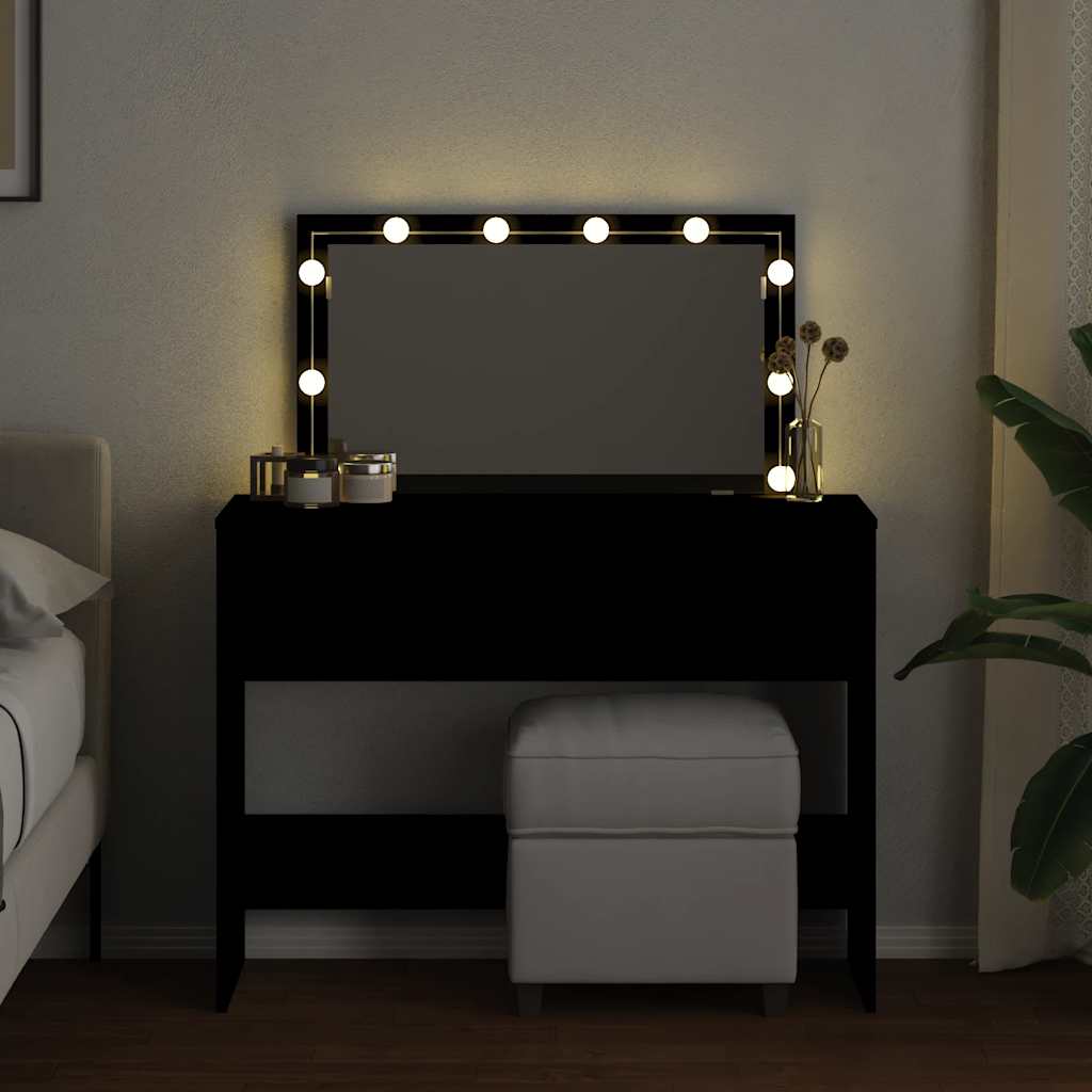 Toaletni stolić s LED svjetlima crni 100x40x120 cm