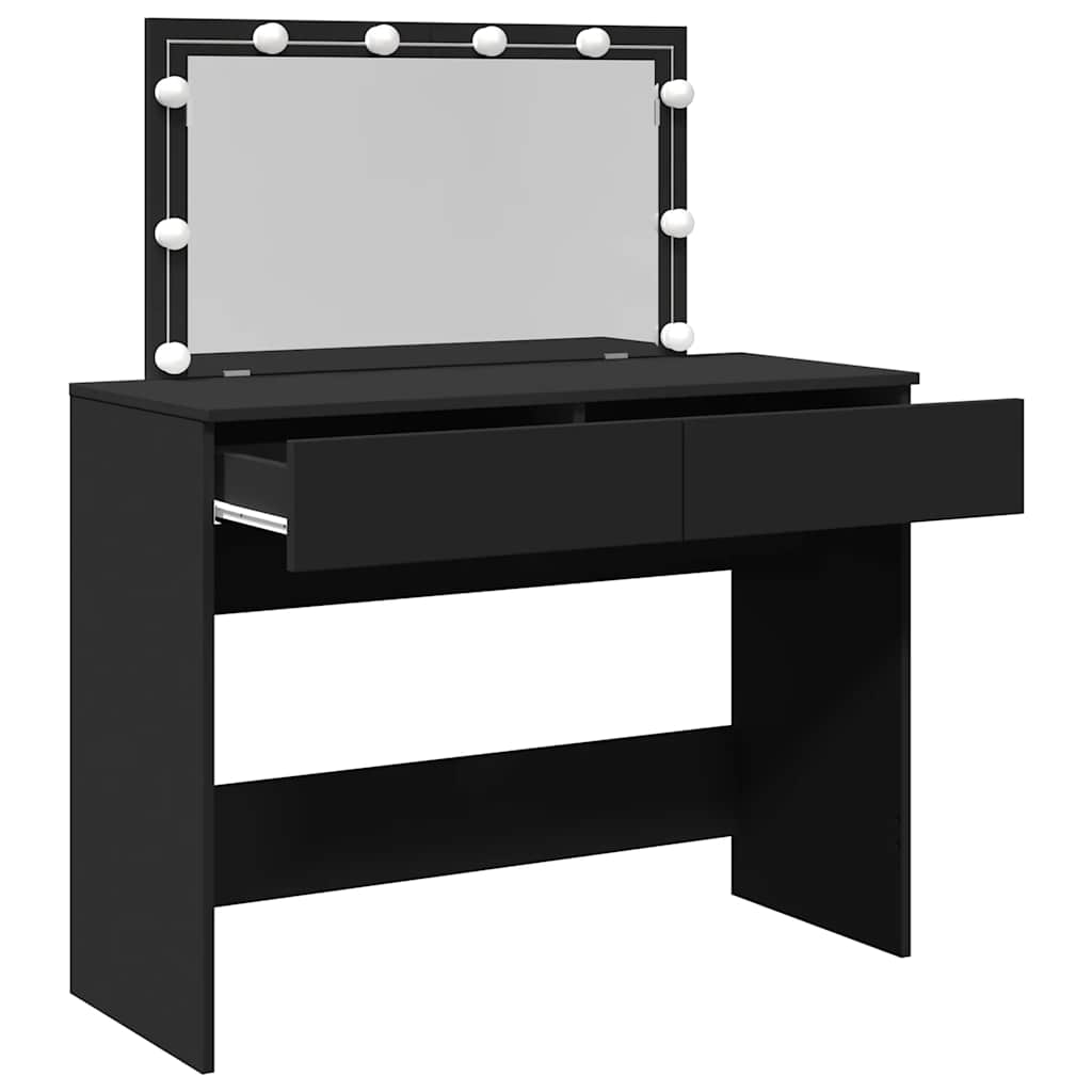Toaletni stolić s LED svjetlima crni 100x40x120 cm