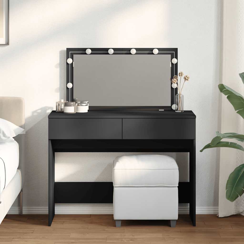 Toaletni stolić s LED svjetlima crni 100x40x120 cm