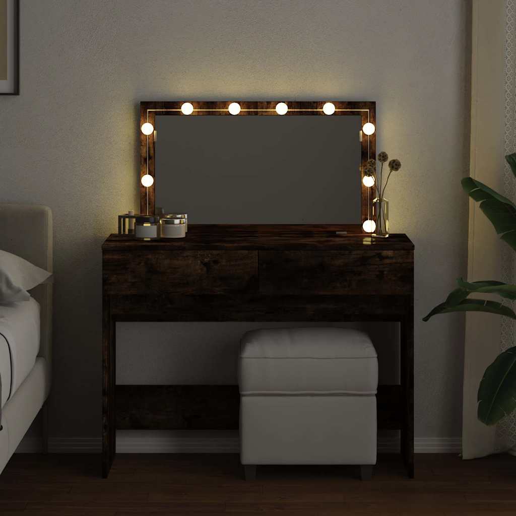 Toaletni stolić LED boja dimljenog hrasta 100 x 40 x 120 cm